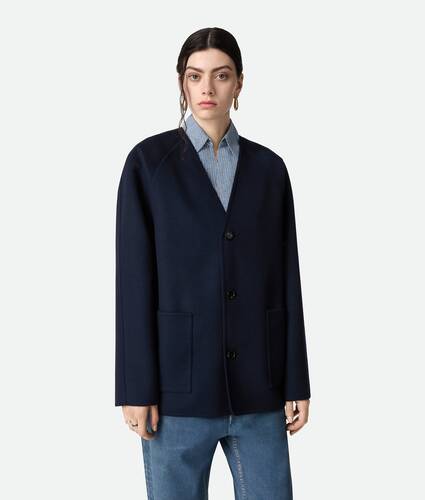 Women's Light Wool And Cashmere Coat in Navy Bottega Veneta United Kingdom EN - Image 1