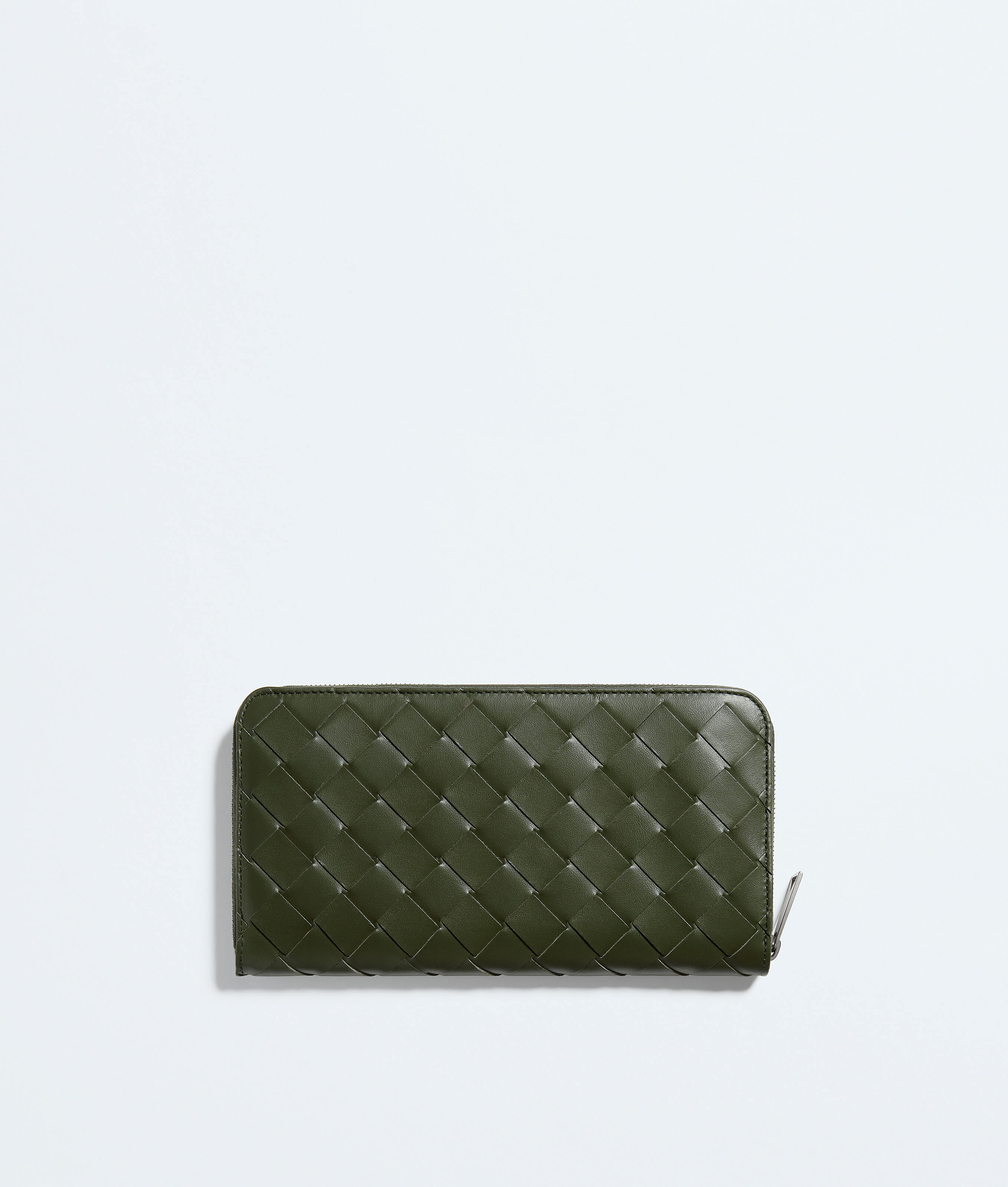 Men's Intrecciato Zip-Around Wallet in Green tweed/mineral Bottega Veneta Luxembourg EN - Image 4