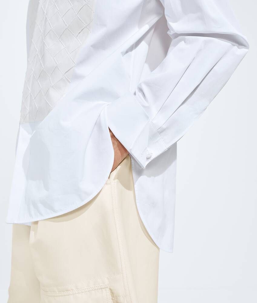 Men's Cotton Poplin Shirt in White Bottega Veneta Bulgaria EN - Image 4