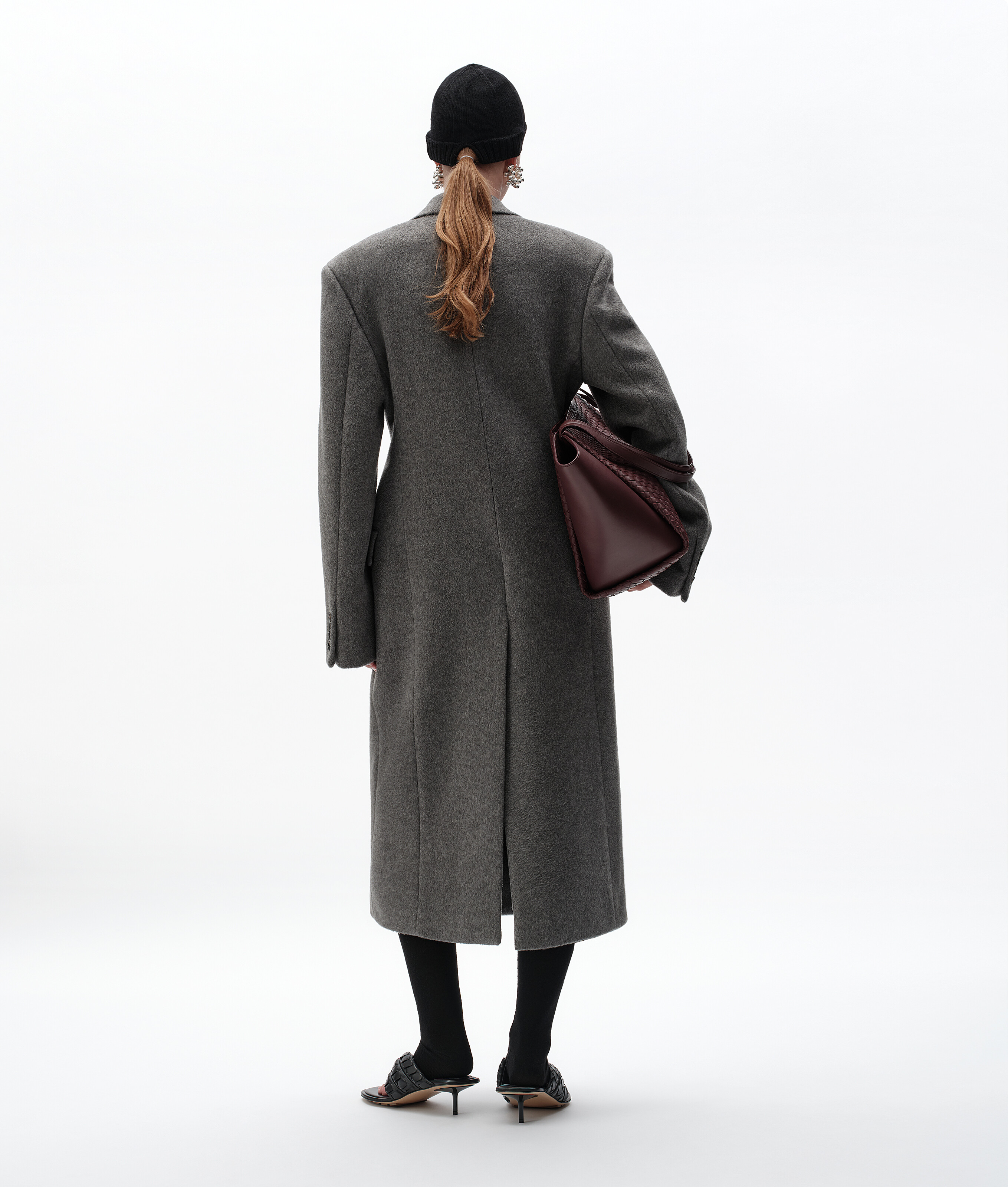 Women's Cashmere Coat in Slate melange Bottega Veneta Luxembourg EN - Image 3