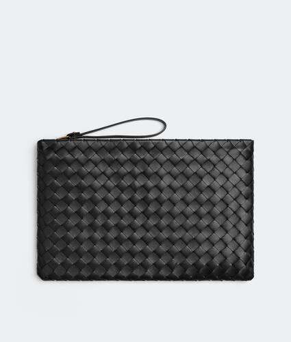 Women's Intrecciato Large Flat Pouch in Black Bottega Veneta Norway EN - Image 1