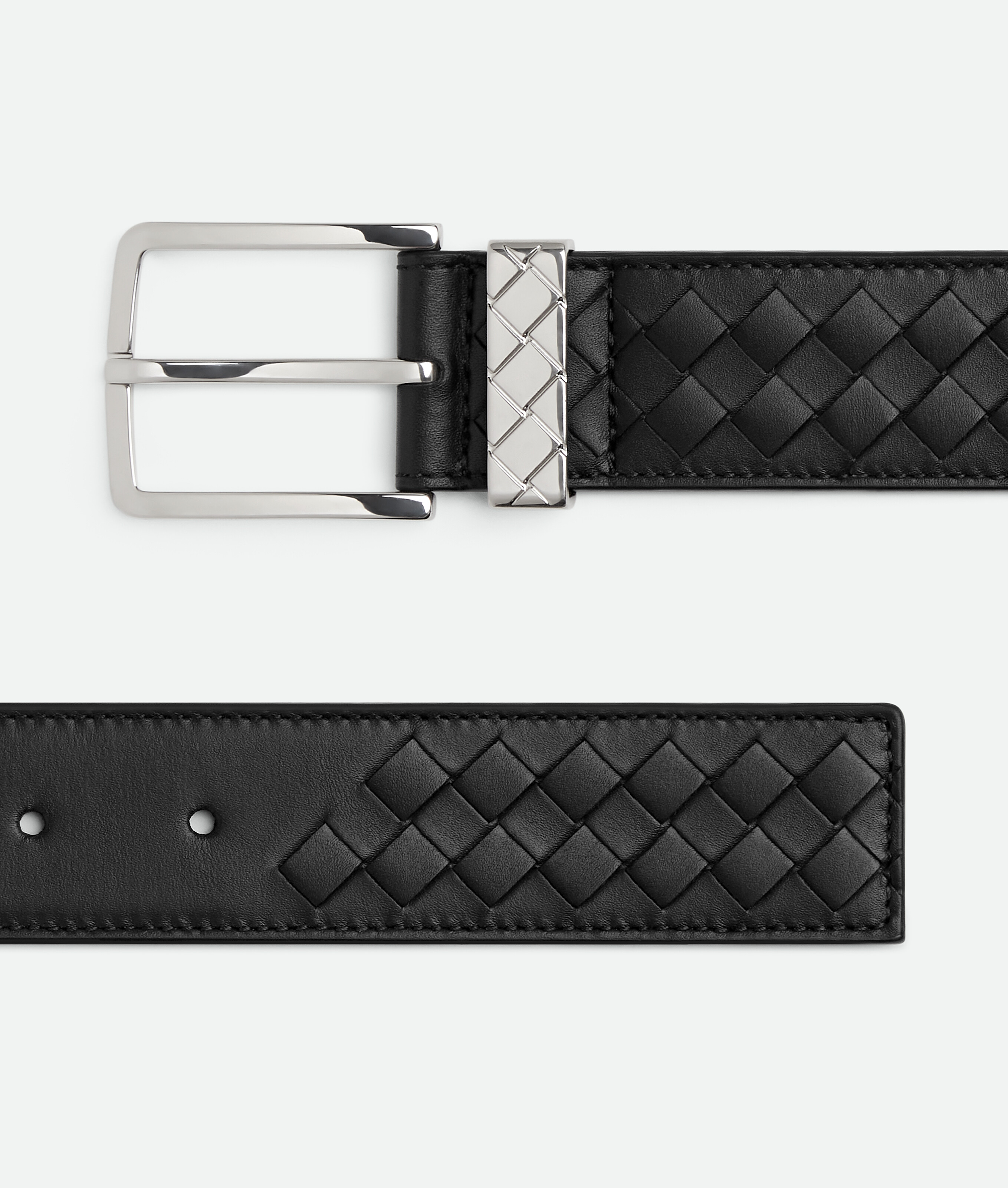 Bottega Veneta Intreccio Loop Belt In Black