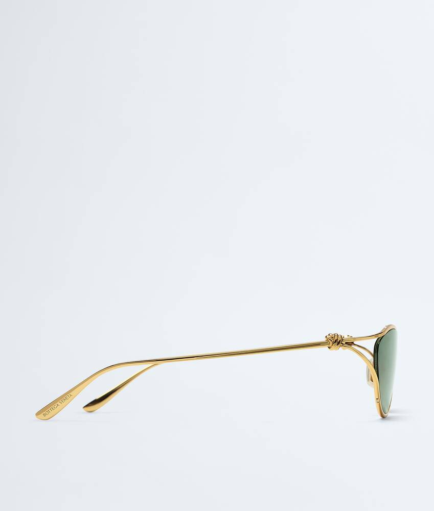 Knot Cat Eye Sunglasses in Gold/green Bottega Veneta France EN - Image 3