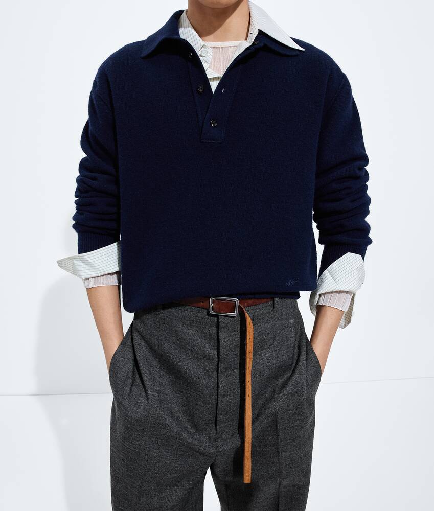 Men's Wool Polo Sweater in Midnight blue Bottega Veneta Canada EN - Image 4