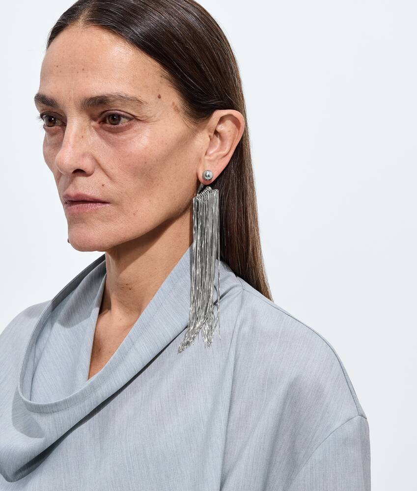 Women's Fringes Single Earring in Silver Bottega Veneta Mexico EN - Image 2