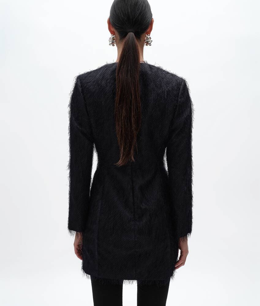 Women's Viscose and Silk Fil Coup&eacute; Dress in Midnight blue Bottega Veneta Singapore EN - Image 3