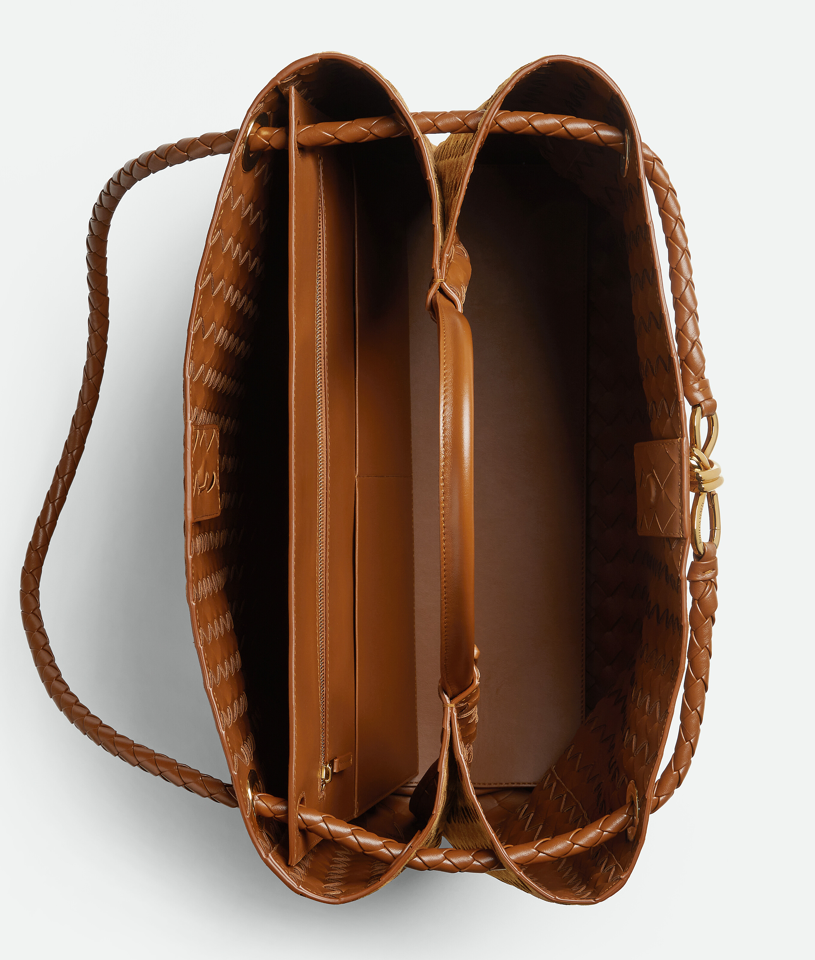 Bottega Veneta Large Andiamo Intrecciato Suede Tote In Orange