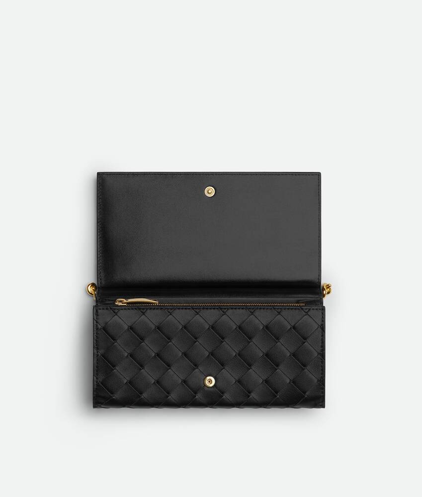 Women's Solstice Large Flap Wallet in Black Bottega Veneta Greece EN - Image 2