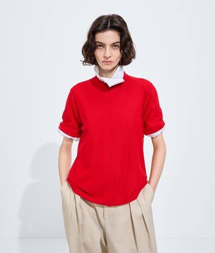 Women's Cashmere T-Shirt in Pop red Bottega Veneta Germany EN - Image 1