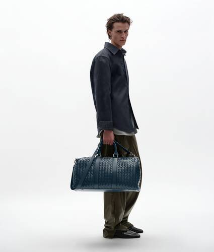 Ele's Bolsa Duffle Intrecciato em Denim Bottega Veneta Brasil PT - Image 2