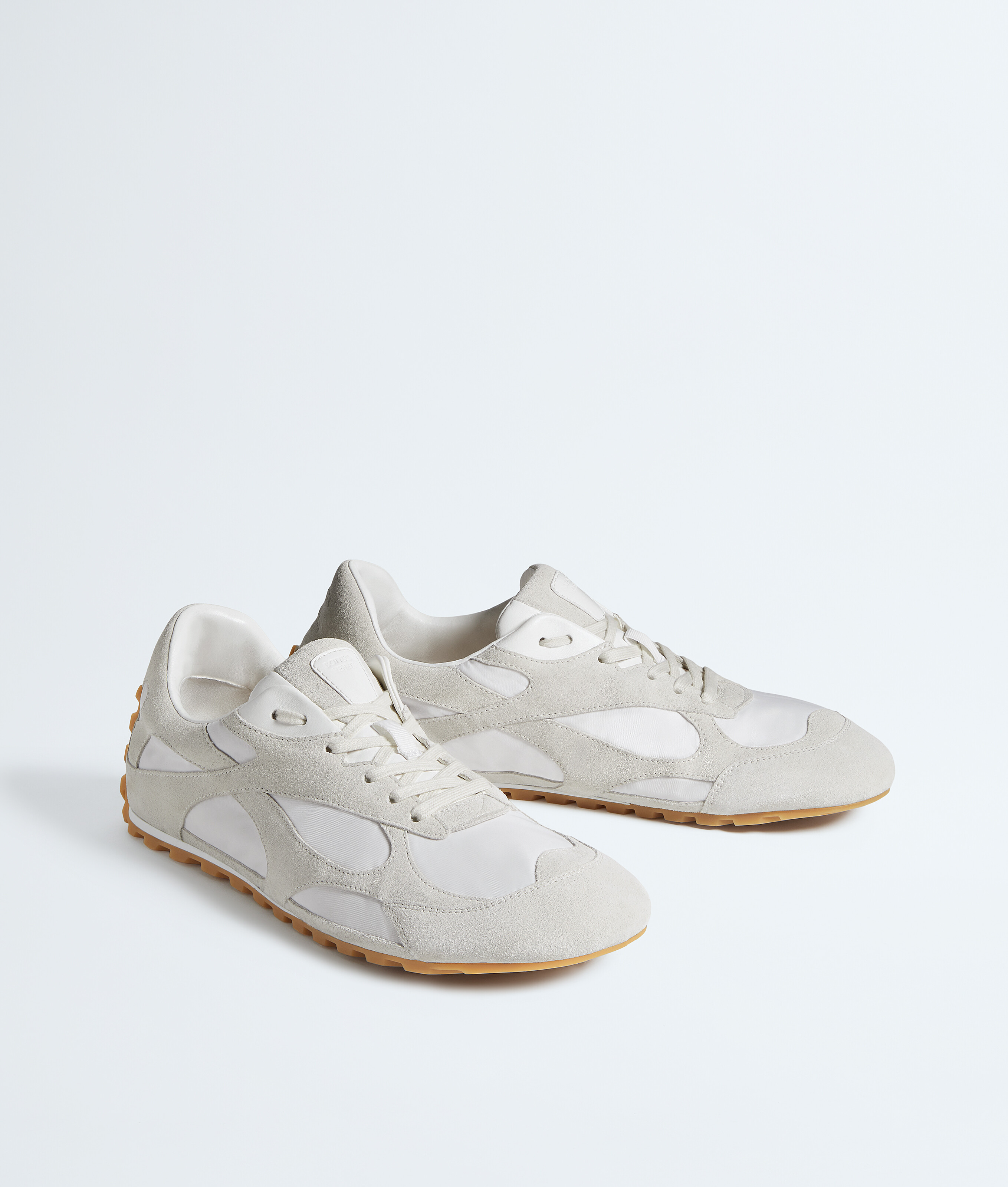 Bottega Veneta Silver Leather Orbit Flash Sneakers In White