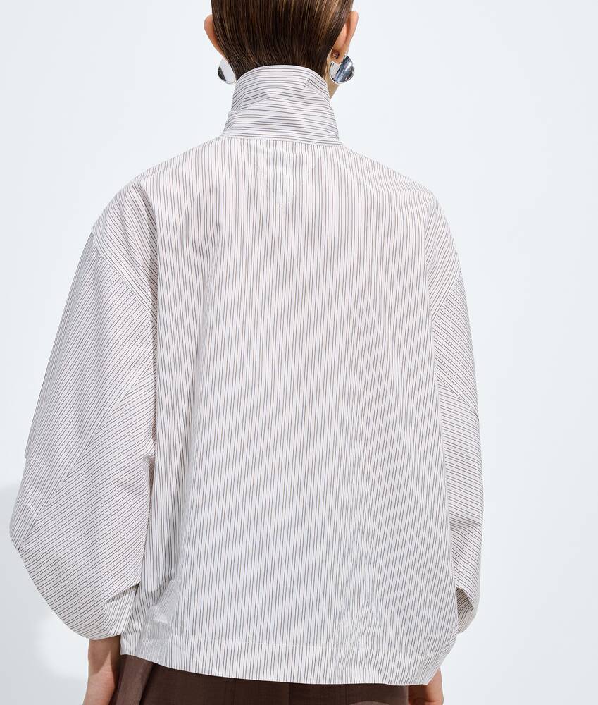 Camicia in popeline di cotone da Donna in Prosecco/brown/white Bottega Veneta Italia IT - Image 3