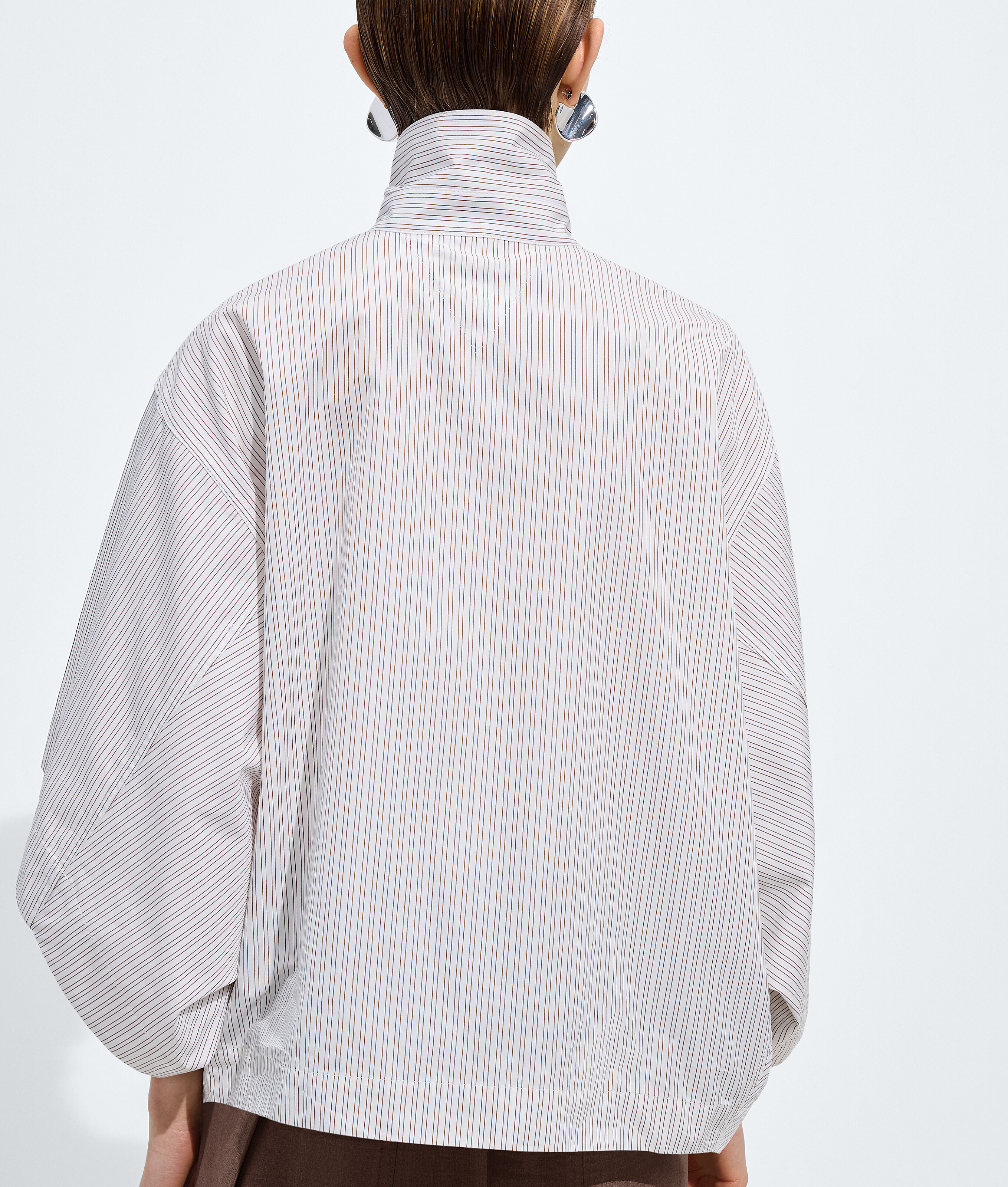Women's Cotton Poplin Shirt in Prosecco/brown/white Bottega Veneta Luxembourg EN - Image 3