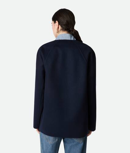 Women's Light Wool And Cashmere Coat in Navy Bottega Veneta United Kingdom EN - Image 3