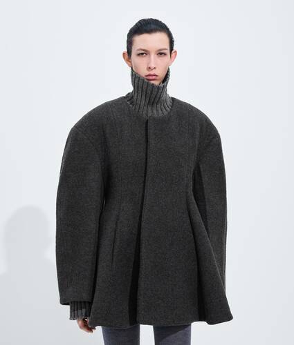 Cappotto in flanella di lana imbottita da Donna in Ardoise melange Bottega Veneta Italia IT - Image 1