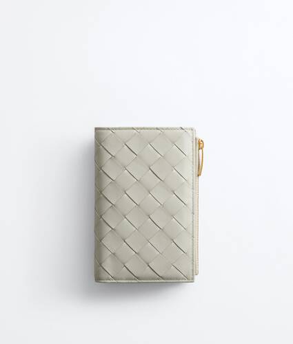 Women's Intrecciato Medium Bi-Fold Wallet in Silica gray Bottega Veneta Italy EN - Image 1