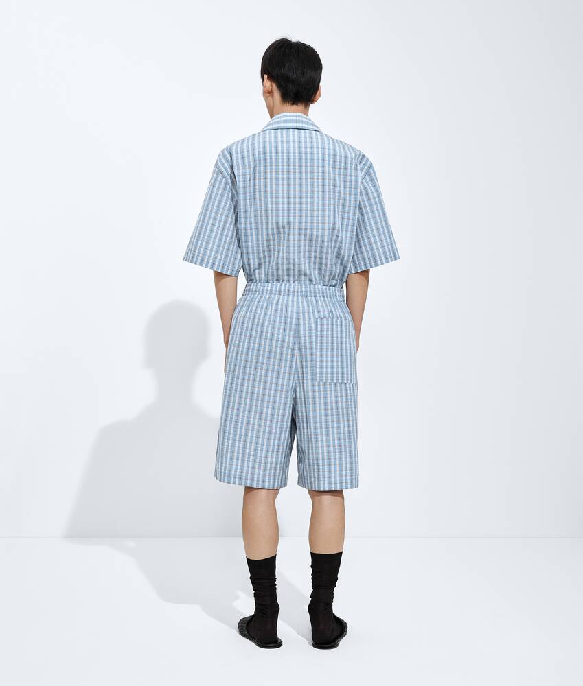 Men's Cotton And Silk Check Shorts in Blue/white/stone Bottega Veneta Czechia EN - Image 3