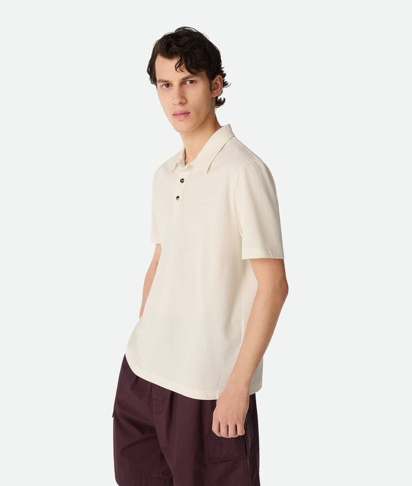 Polo in jersey di cotone sottile da Uomo in Pale meringue Bottega Veneta Italia IT - Image 2
