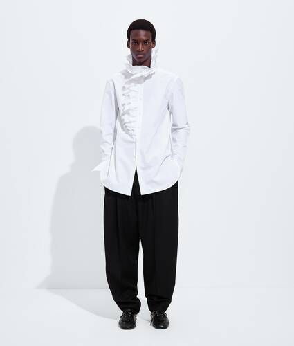 Men's Compact Cotton Poplin Shirt in White Bottega Veneta Ireland EN - Image 1