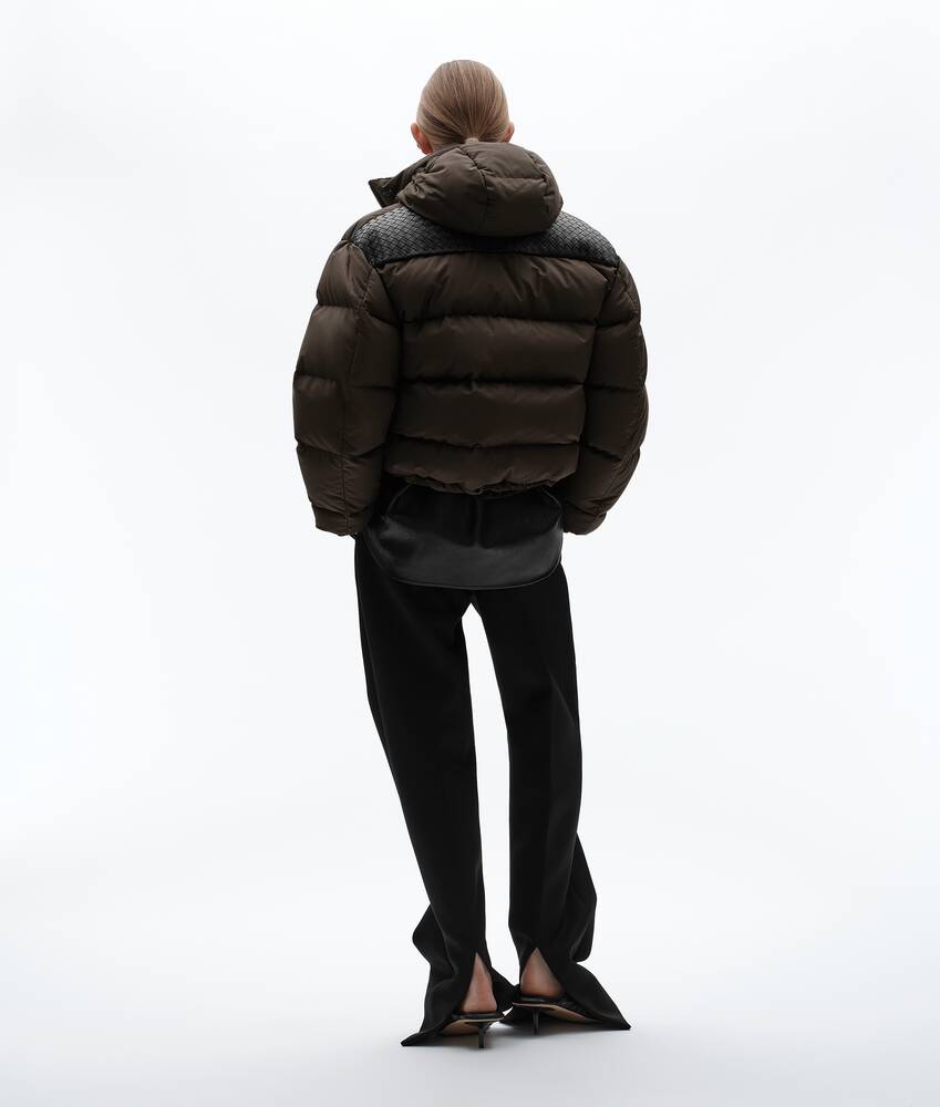 Women's Cotton and Nylon Twill Puffer Jacket in Wenge Bottega Veneta United States EN - Image 3
