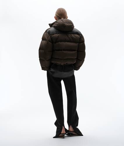 Women's Cotton and Nylon Twill Puffer Jacket in Wenge Bottega Veneta United States EN - Image 3