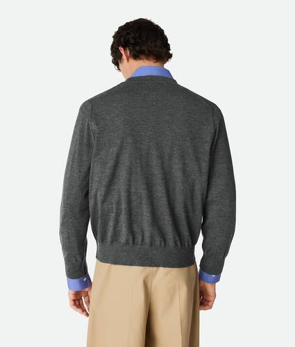 Men's Light Fine Cashmere Cardigan in Grey melange Bottega Veneta Poland EN - Image 3