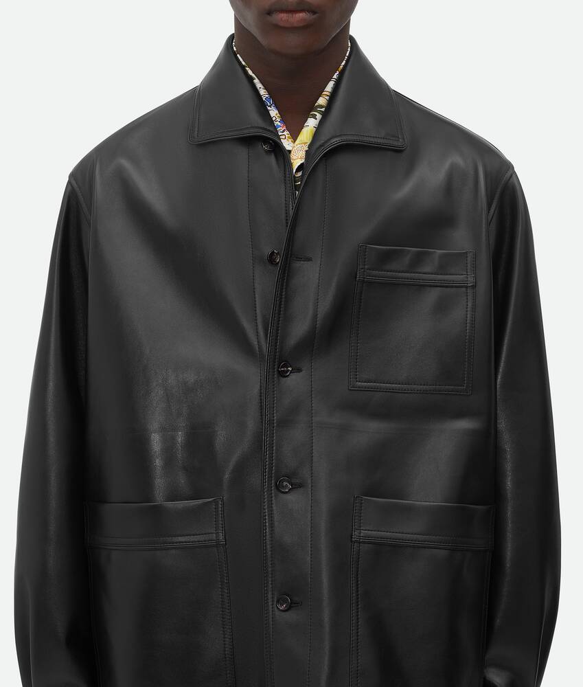 Men's Leather Pyjama Shirt in Black Bottega Veneta Cyprus EN - Image 5