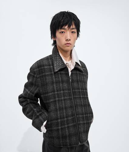 Men's Check Wool Jacket in Ardoise/sterling mel Bottega Veneta Canada EN - Image 1