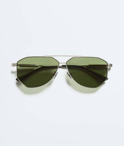 Lunettes de soleil aviateur Classic en Silver/green Bottega Veneta France FR - Image 1