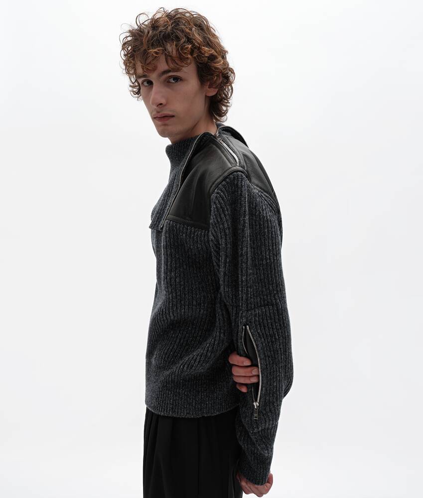 Maglia in lana a coste da Uomo in Dark grey melange Bottega Veneta Italia IT - Image 2