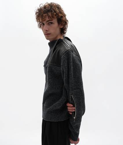 Men's Wool Rib Sweater in Dark gray melange Bottega Veneta Japan EN - Image 2