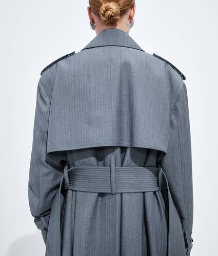 Women's Wool And Mohair Trench Coat in Blue/gray melange Bottega Veneta Monaco EN - Image 5
