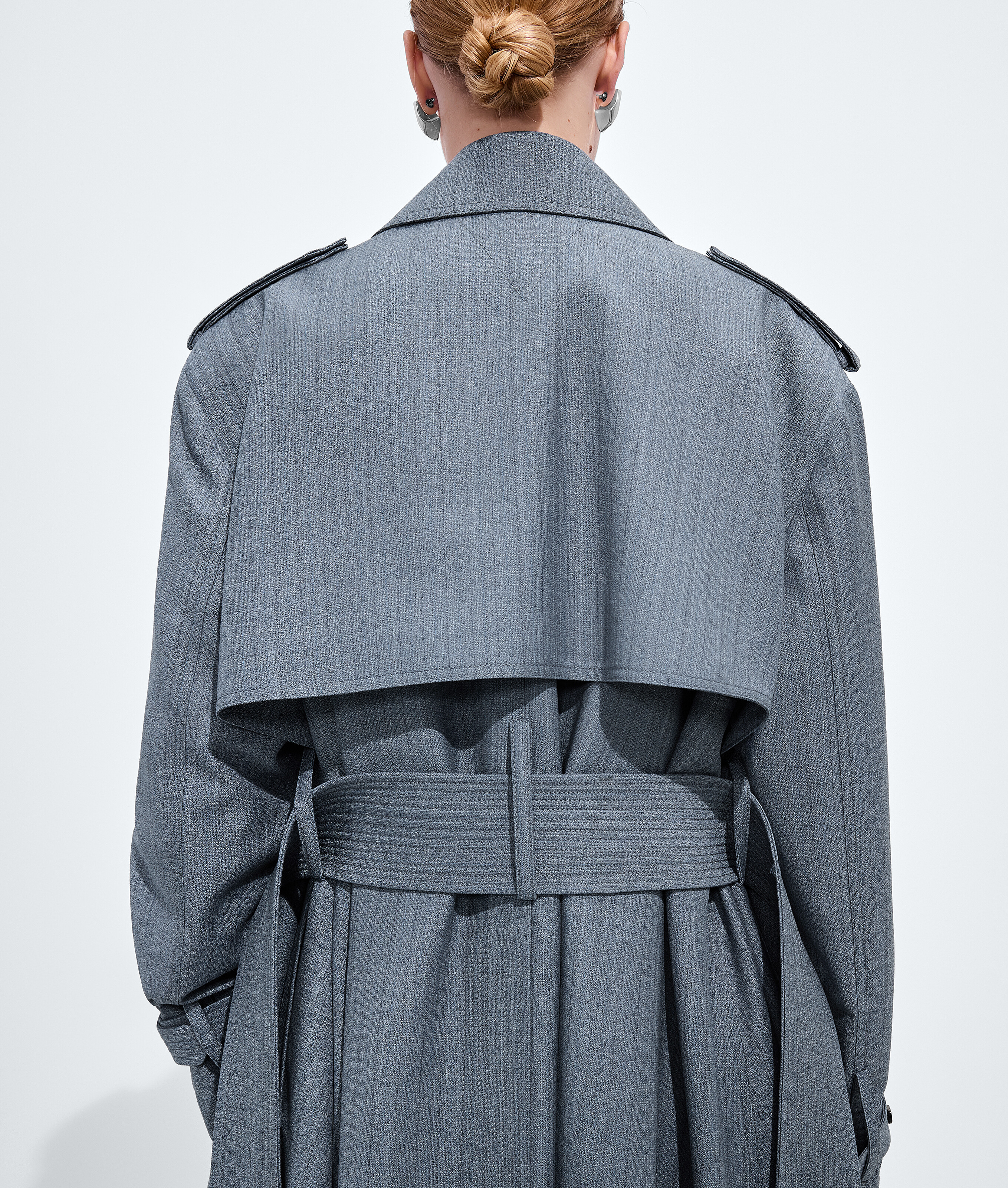 Women's Wool And Mohair Trench Coat in Blue/gray melange Bottega Veneta Luxembourg EN - Image 5
