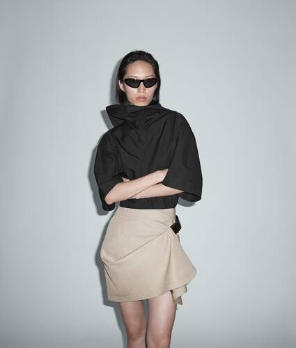 Rock aus Wolltwill f&uuml;r Damen in Beige melange Bottega Veneta &Ouml;sterreich DE - Image 4
