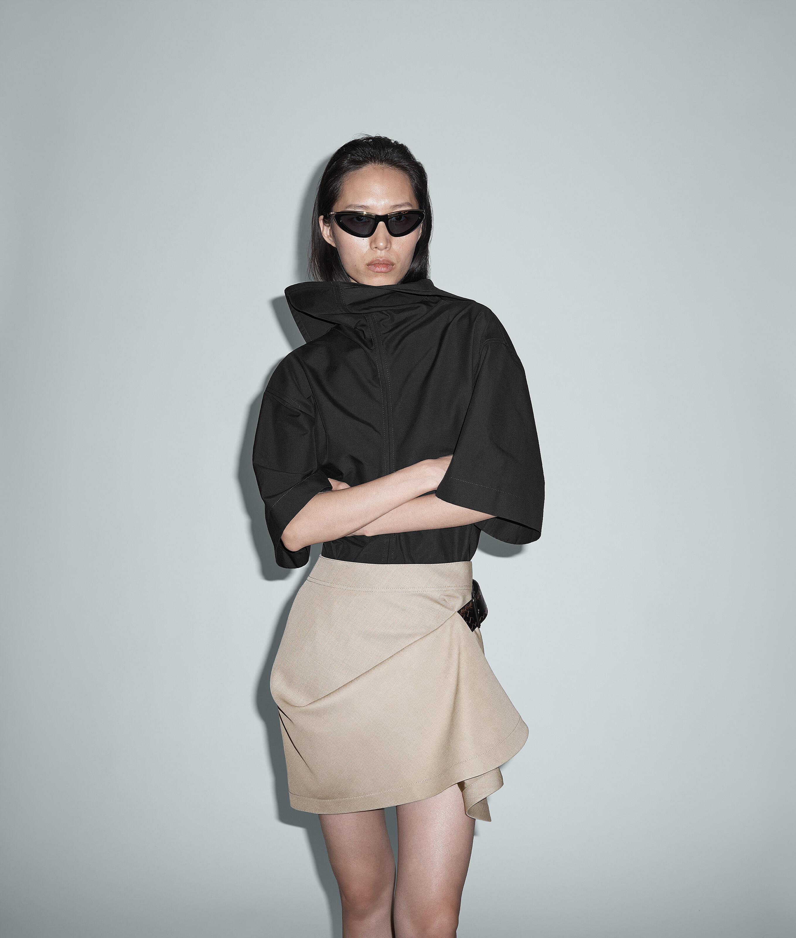 Women's Wool Twill Skirt in Beige melange Bottega Veneta Luxembourg EN - Image 4