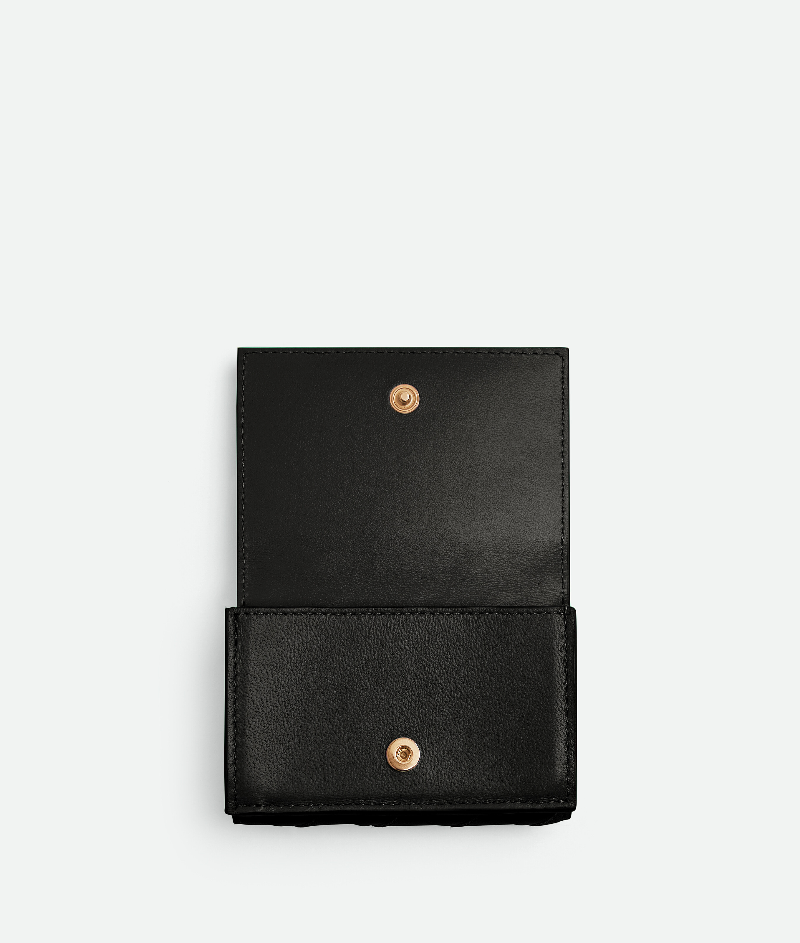 Bottega Veneta Tiny Intrecciato Tri-fold Portemonnaie In Black