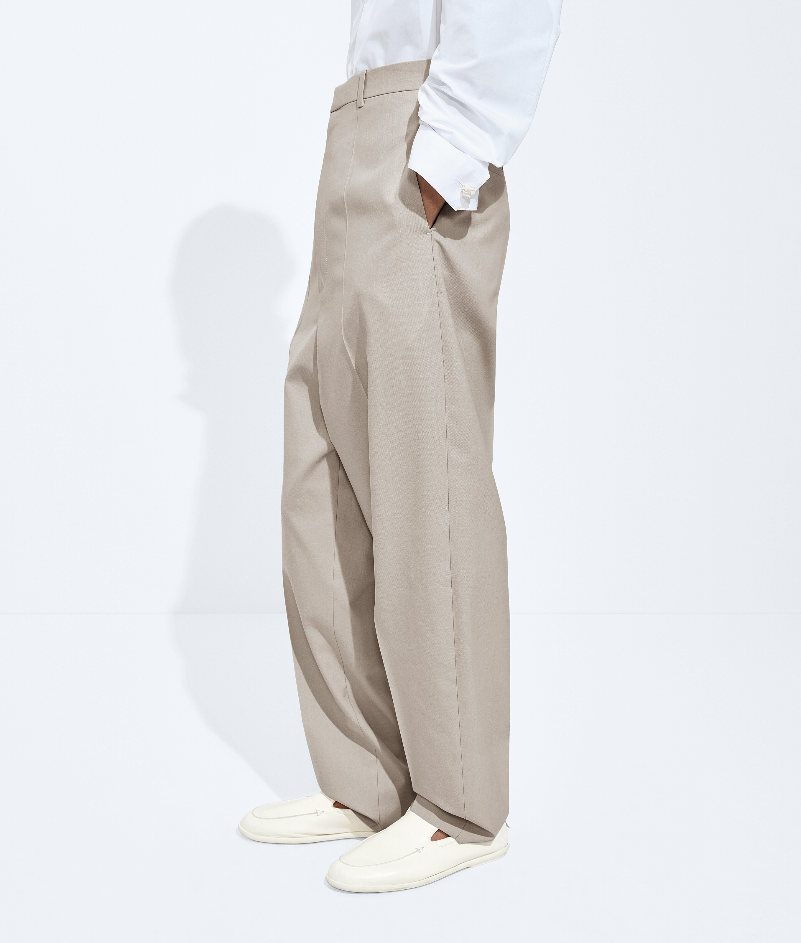 Men's Wool And Cotton Pants in Beige/light blue Bottega Veneta Luxembourg EN - Image 3