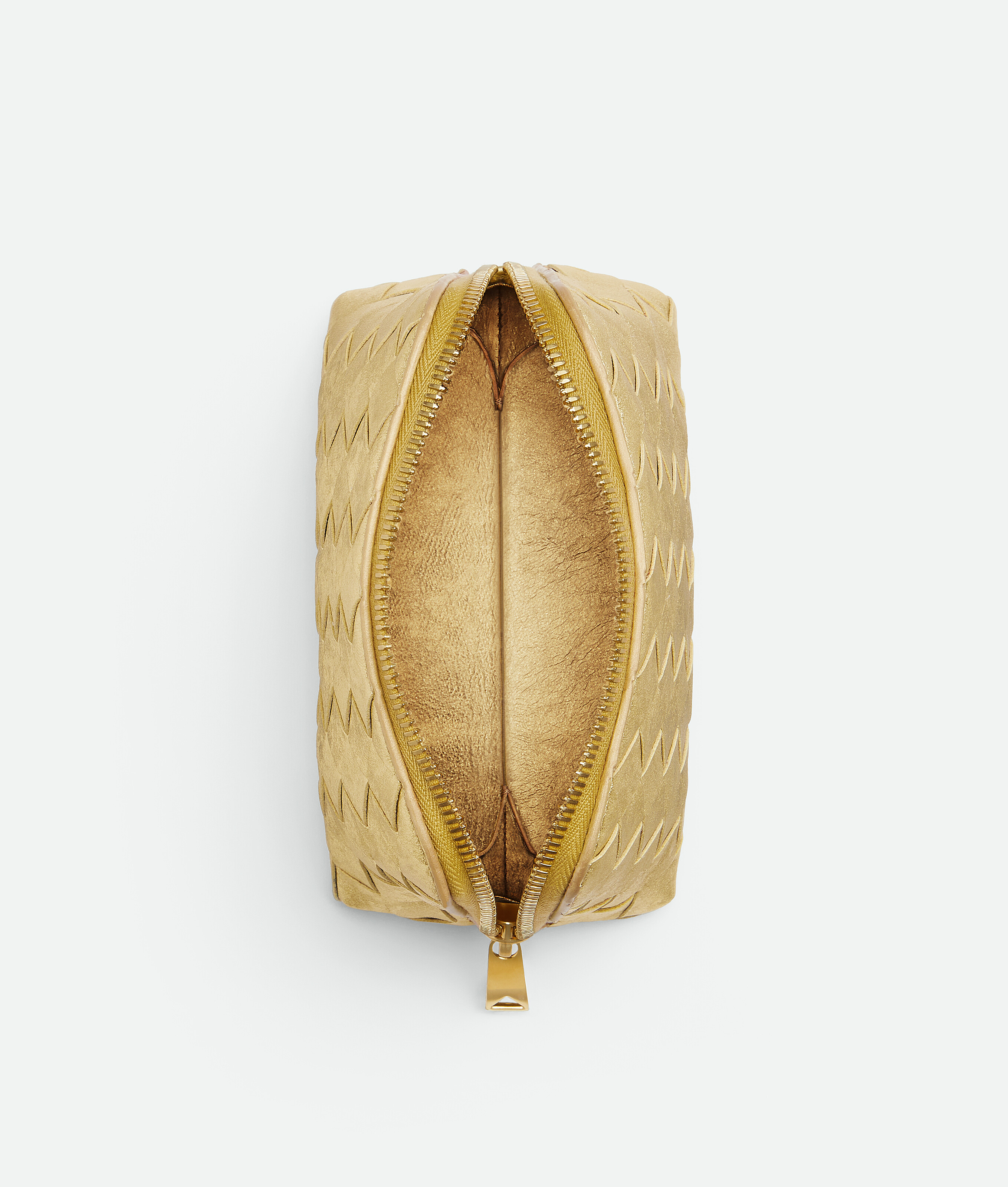 Bottega Veneta Intrecciato Small Beauty Pouch In Gold