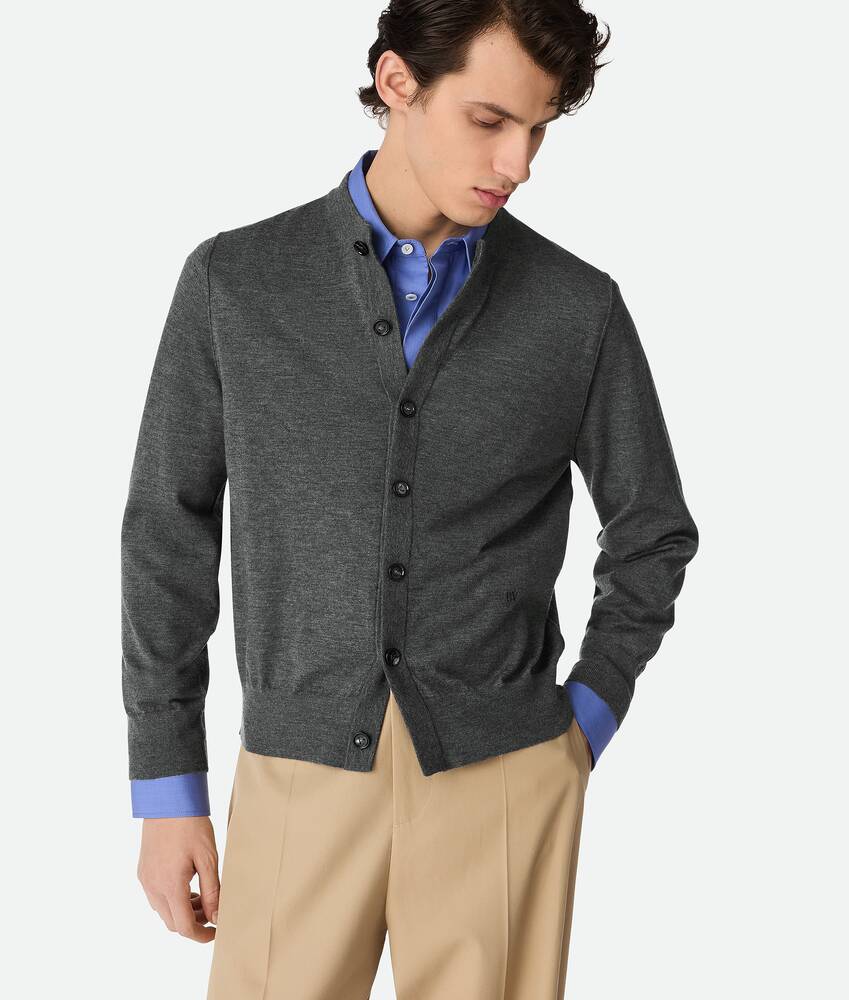 Men's Light Fine Cashmere Cardigan in Grey melange Bottega Veneta Romania EN - Image 4