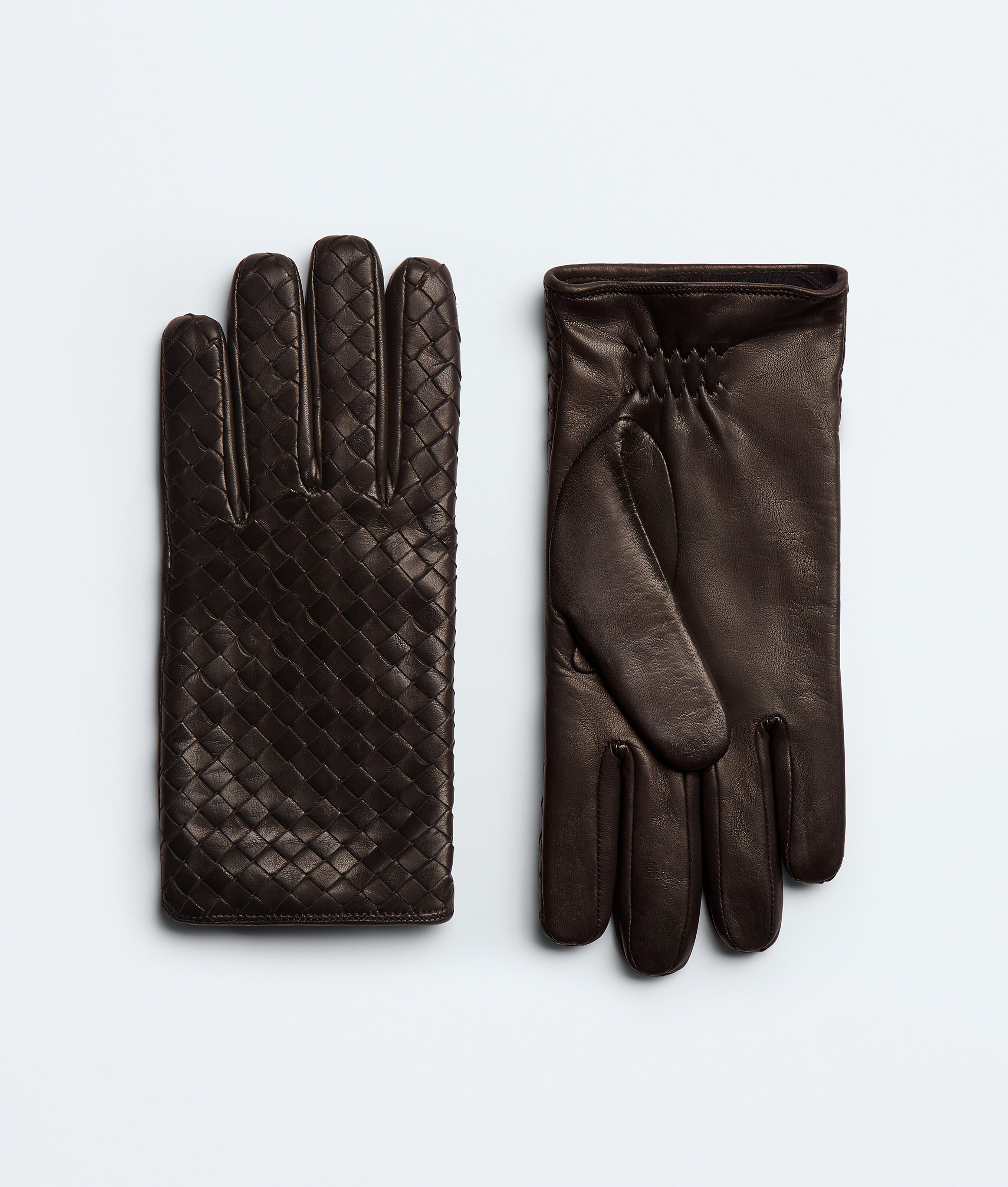 Bottega Veneta Intrecciato Leather Gloves - Brown - Man - 8.5 - Lambskin