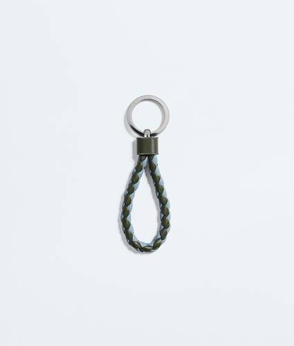 Men's Intreccio Key Ring in Green tweed/mineral Bottega Veneta Qatar EN - Image 1