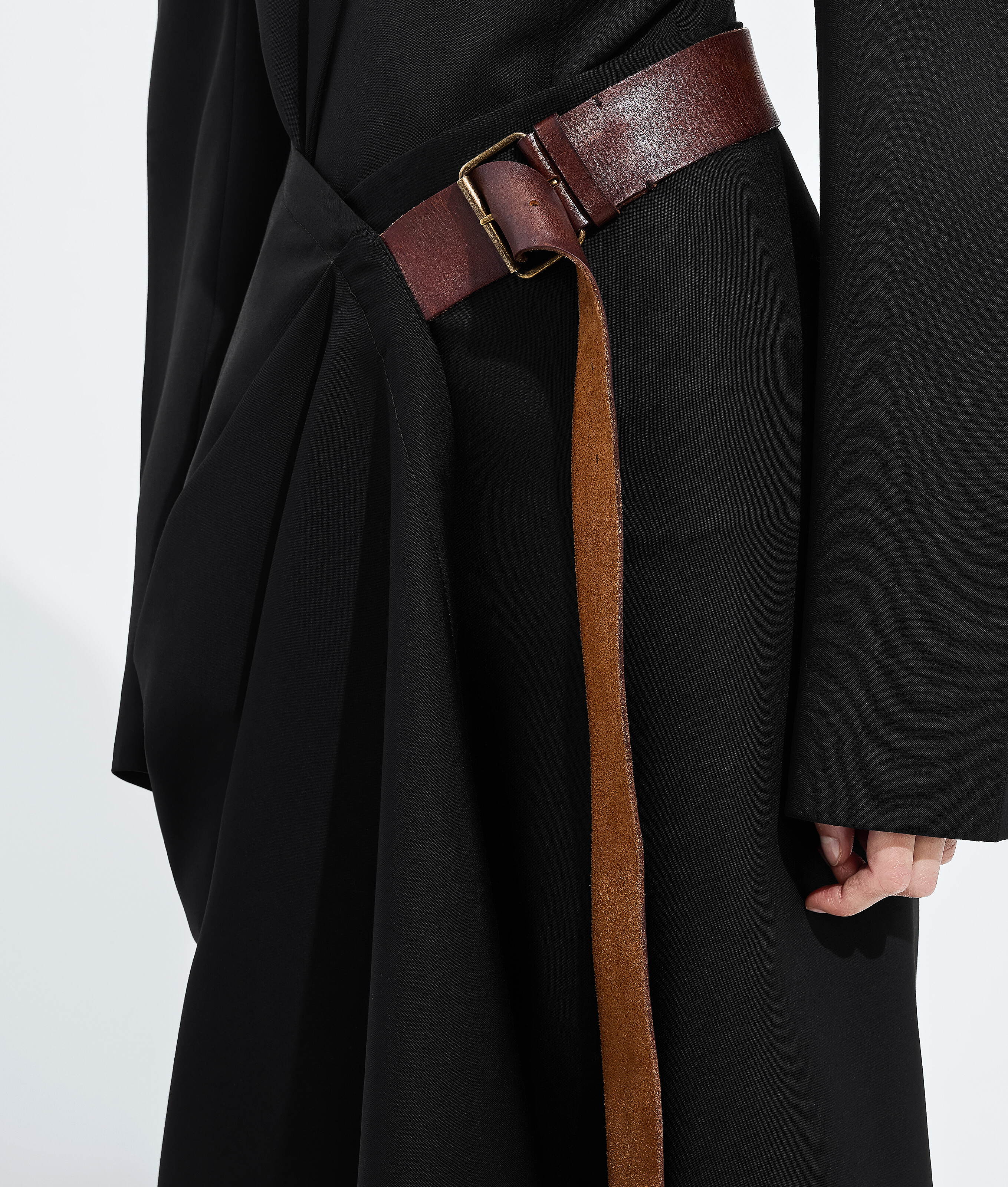 Women's Wool Grain De Poudre Skirt in Double black Bottega Veneta Portugal EN - Image 4