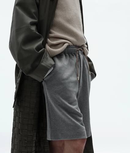 Men's Cotton Fleece Sweatshorts in Light gray melange Bottega Veneta South Korea EN - Image 2