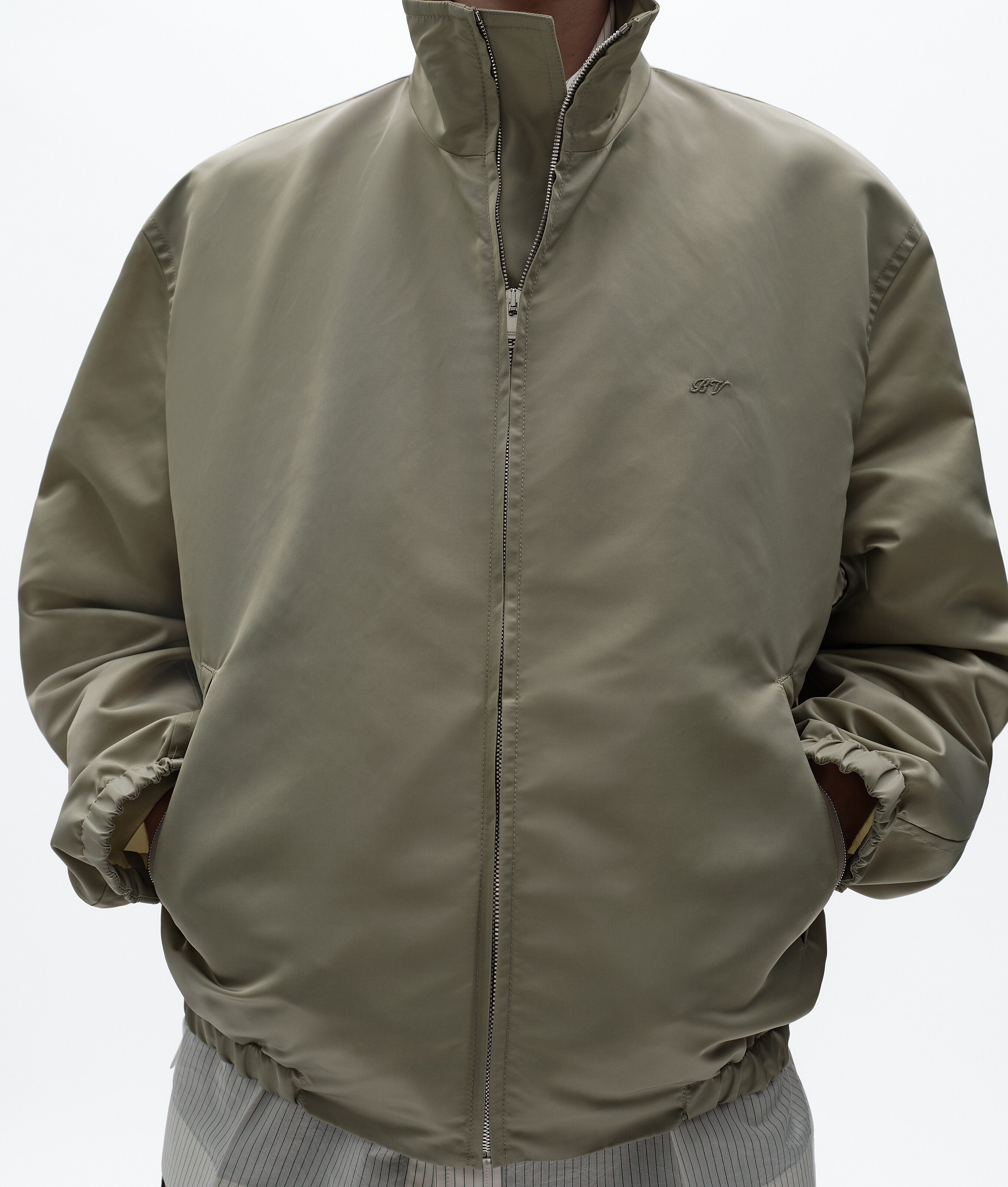 Men's Satin Nylon Blouson in Tarragon Bottega Veneta Luxembourg EN - Image 4