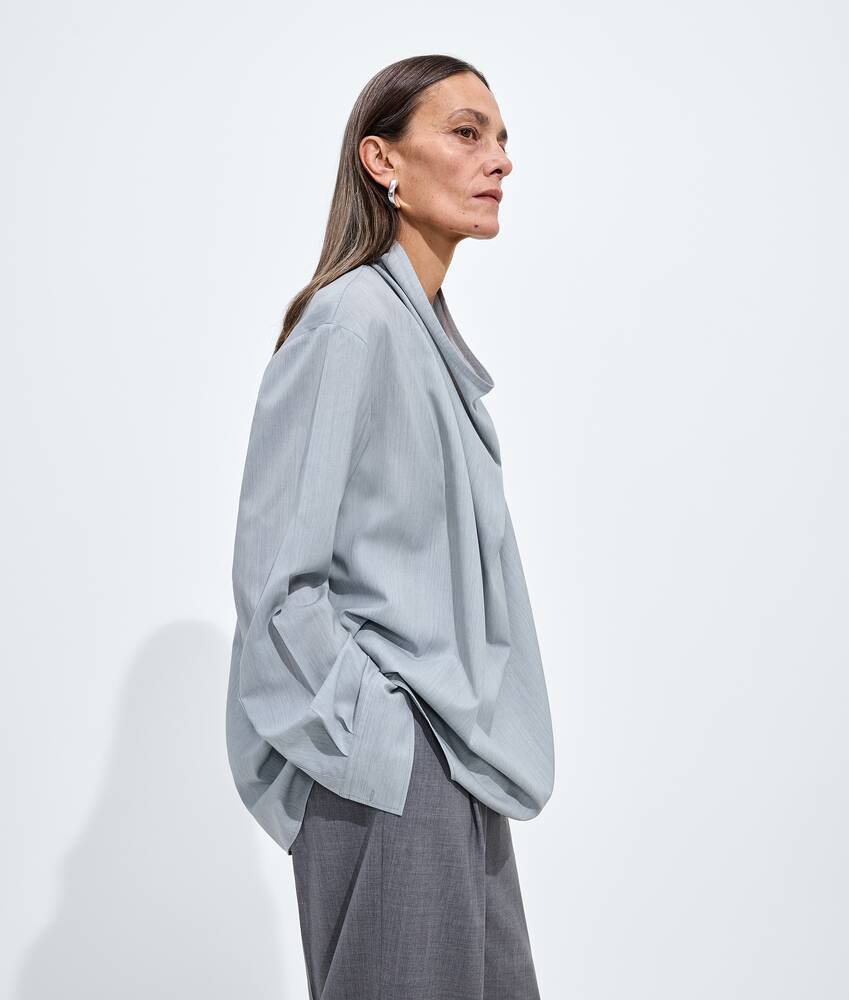 Women's Light Wool Toile Blouse in Blue shirt melange Bottega Veneta Belgium EN - Image 2