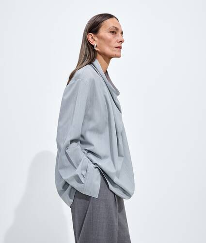Women's Light Wool Toile Blouse in Blue shirt melange Bottega Veneta Belgium EN - Image 2