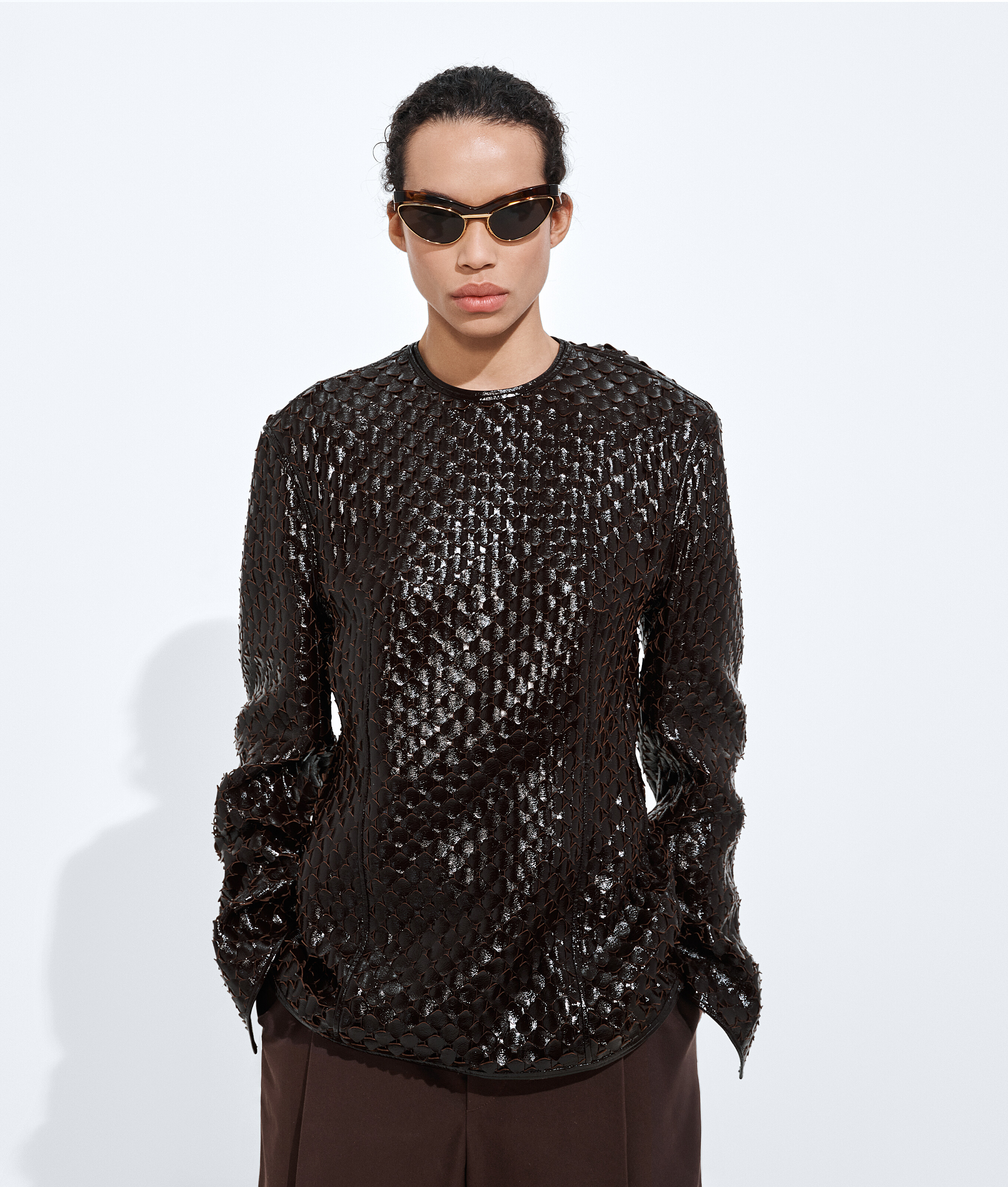Scale Intreccio Leather Top