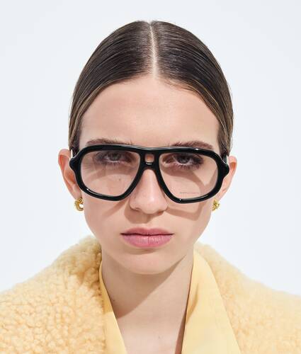 Sophia Ribbon Aviator Eyeglasses in Black/transparent Bottega Veneta Croatia EN - Image 2