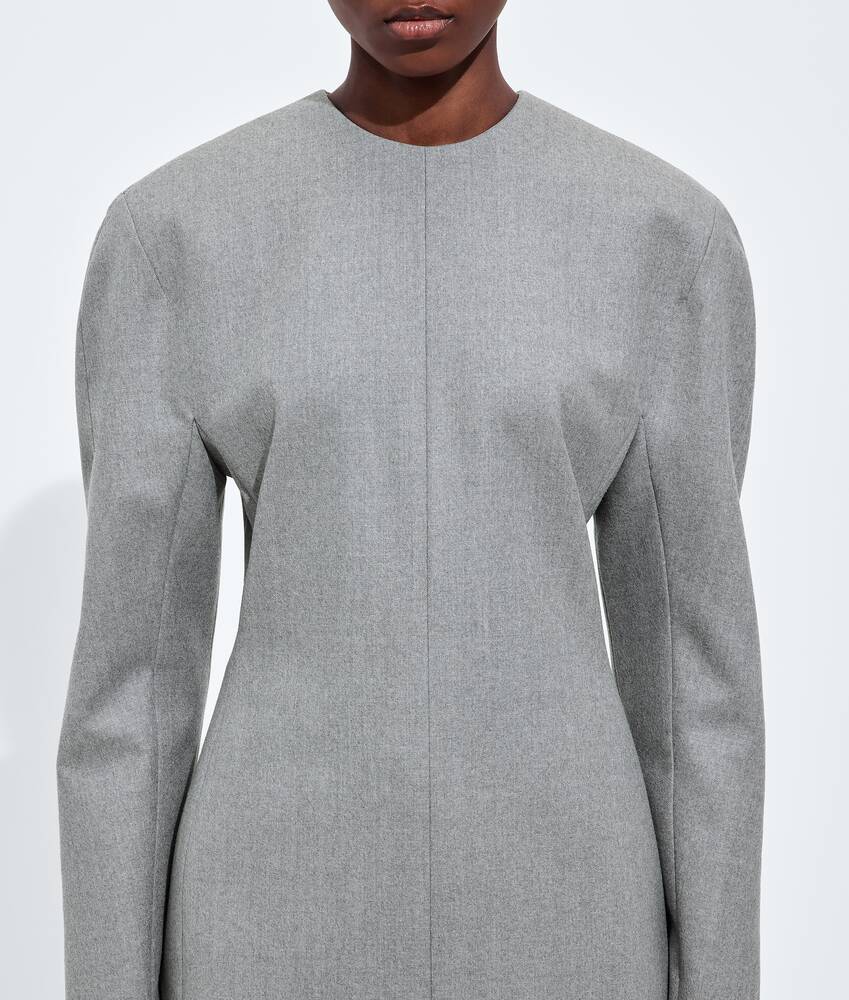 Kleid aus kompaktem Wollflanell f&uuml;r Damen in Sterling melange Bottega Veneta Deutschland DE - Image 4