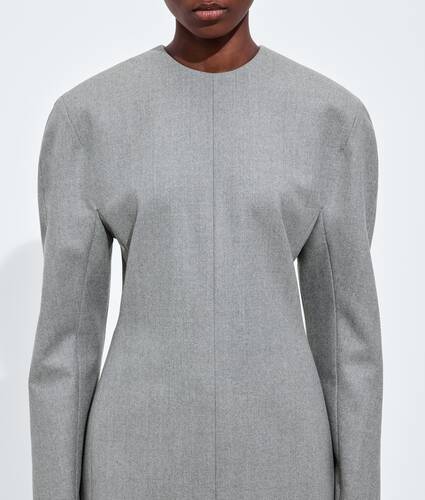 Kleid aus kompaktem Wollflanell f&uuml;r Damen in Sterling melange Bottega Veneta Deutschland DE - Image 4